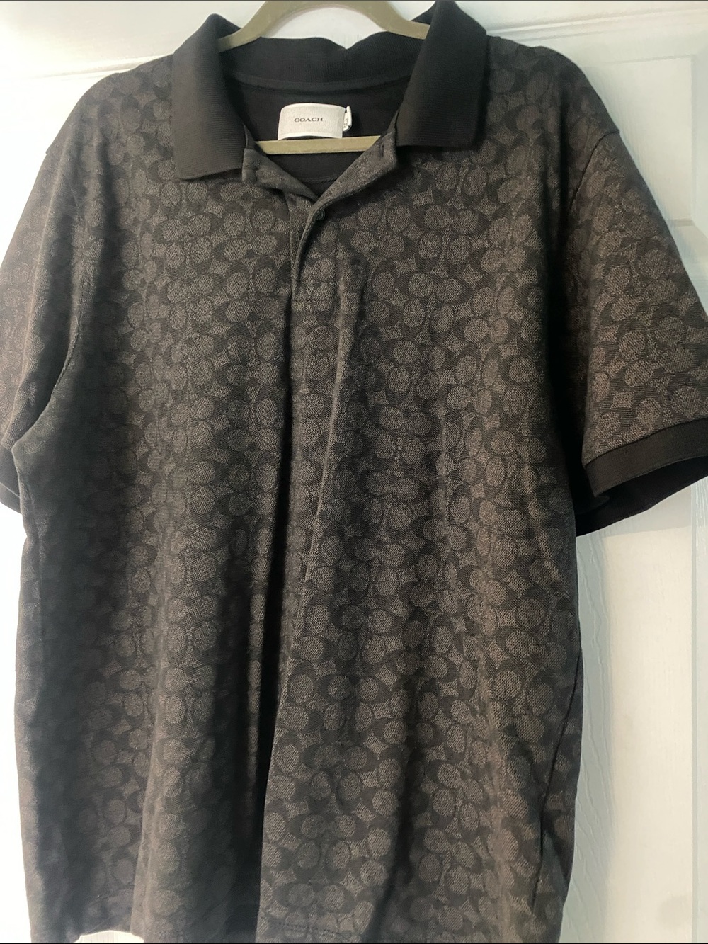 Coach Men’s Black and Gray Signature Polo